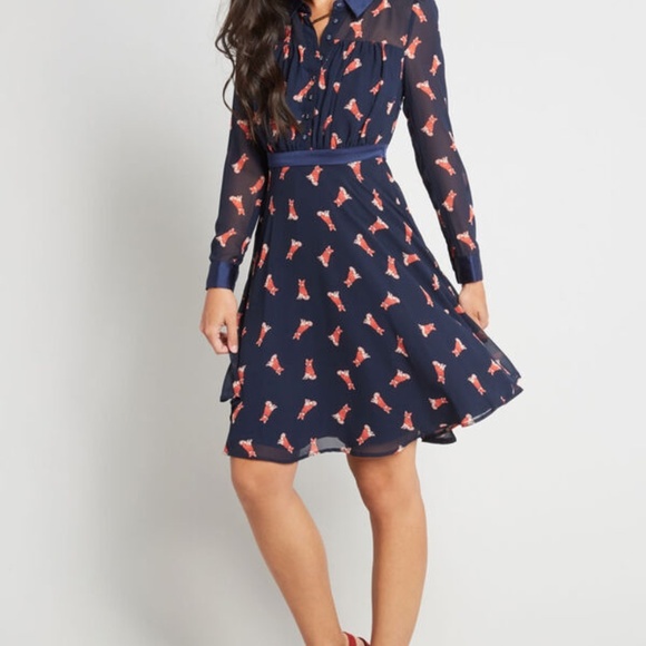 Modcloth Long Sleeve Shirt Dress in Fox - Picture 3 of 6
